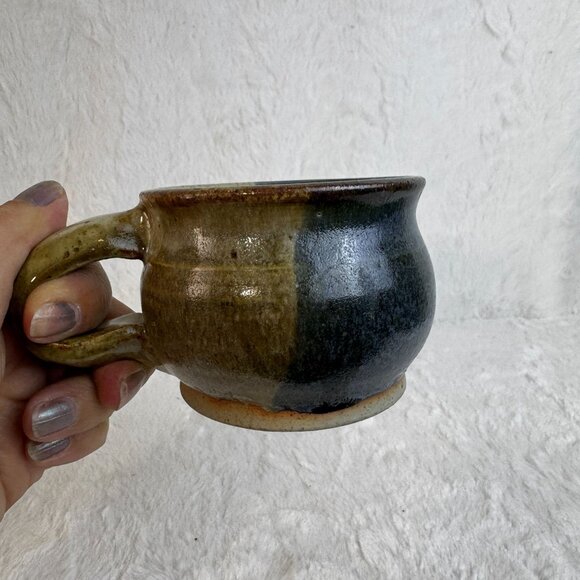Handmade Studio Art Stoneware Pottery Soup Mug With Unique Glaze Signed 87' - Picture 5 of 6